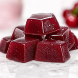 Detalle de la textura de las gominolas de creatina Vitalia sabor cherry